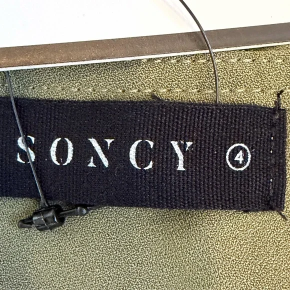 SONCY CROSS OVER JUMPSUIT WITH BELT Olive Green Size 26 NWT SONCY Vanity Size 4 - Picture 12 of 12